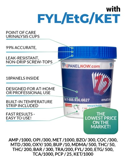 18 Panel Urine Test Cups KET, TRA, EtG & FEN